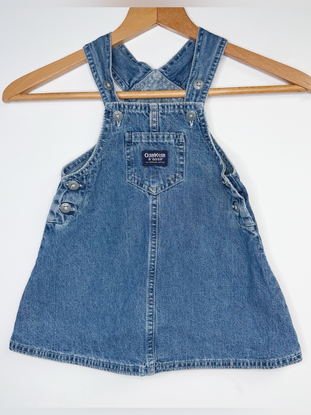 Vintage Oshkosh Toddler Girl 24 mos Denim Overall Jumper Dress Y2K 90’s